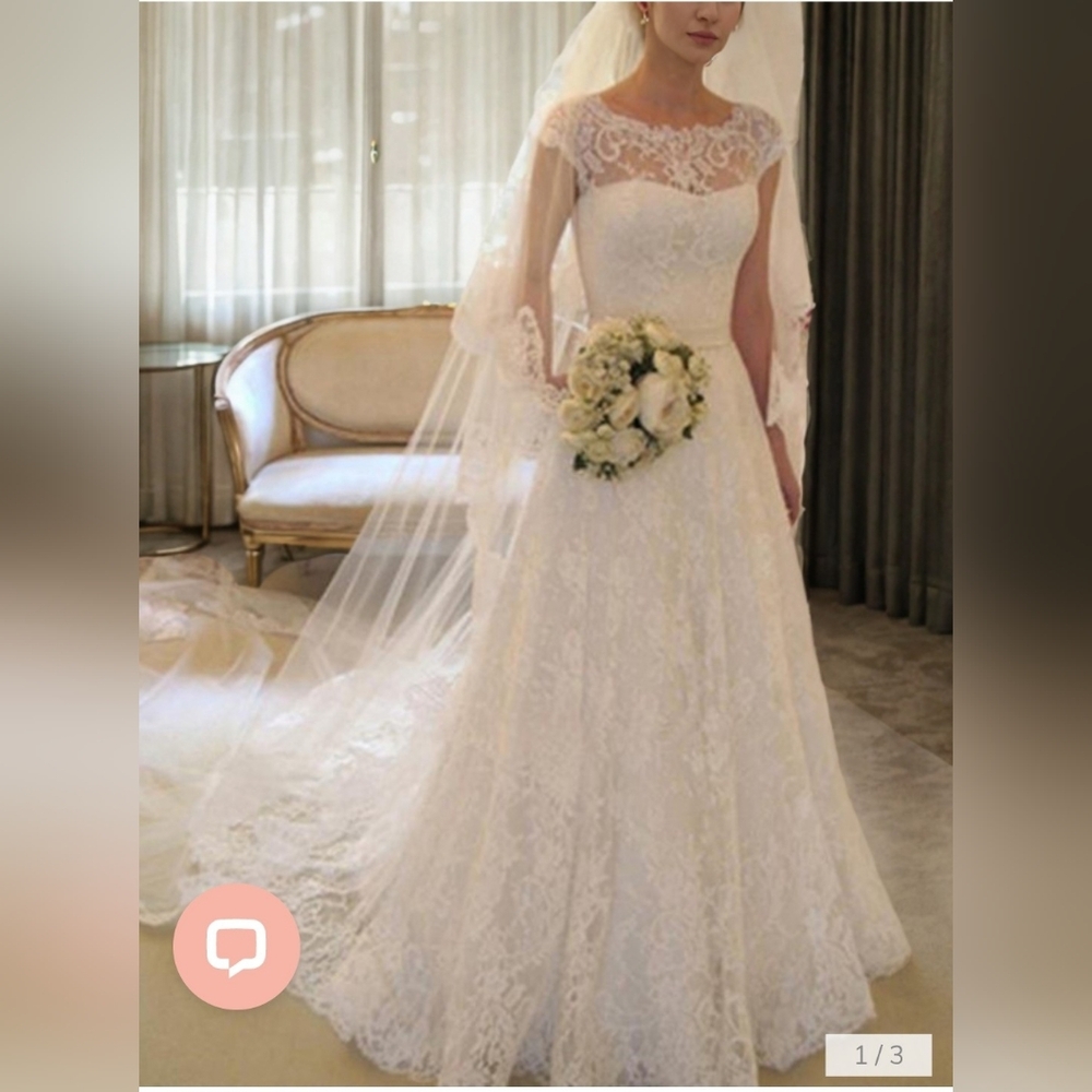 Elegant White Lace Wedding Dress